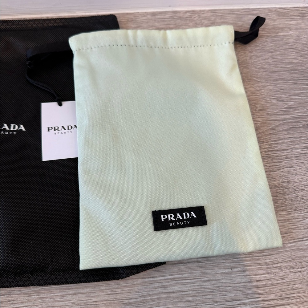 Prada Mint Green Drawstring Pouch With Black Label - image 1